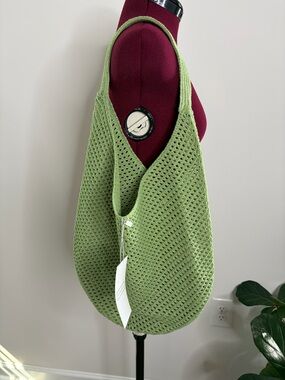 Green Crochet Tote Bag